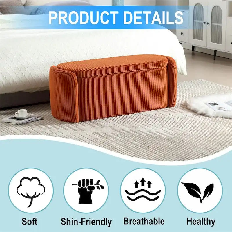 Storage Ottoman,Bedroom End Bench,Upholstered Fabric Storage Ottoman