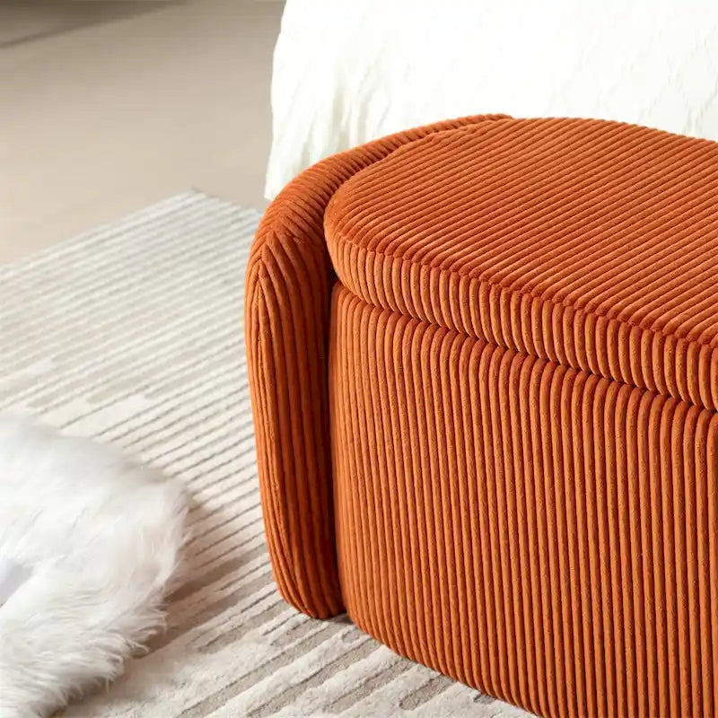 Storage Ottoman,Bedroom End Bench,Upholstered Fabric Storage Ottoman
