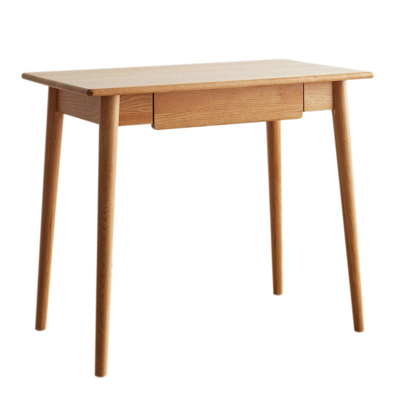 Modern Writing Study Desk with 2 Drawers and Solid Oak Frame for Small Home Office or Apartment Spaces