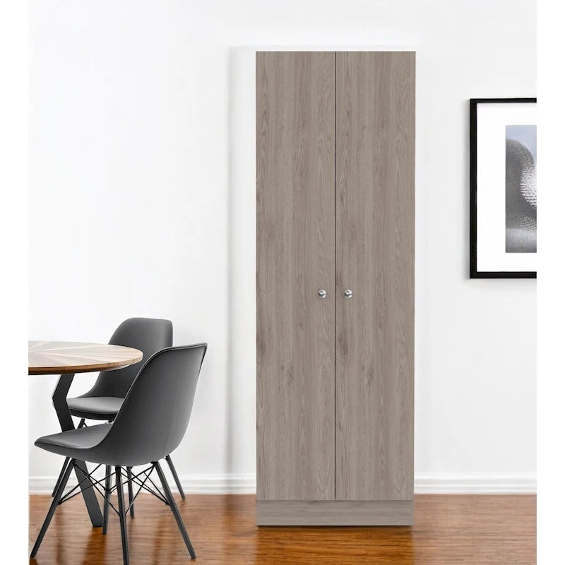 Garde-manger ou placard de rangement en bois gris clair de 71 po - 23,6 po x 70,8 po x 11,8 po