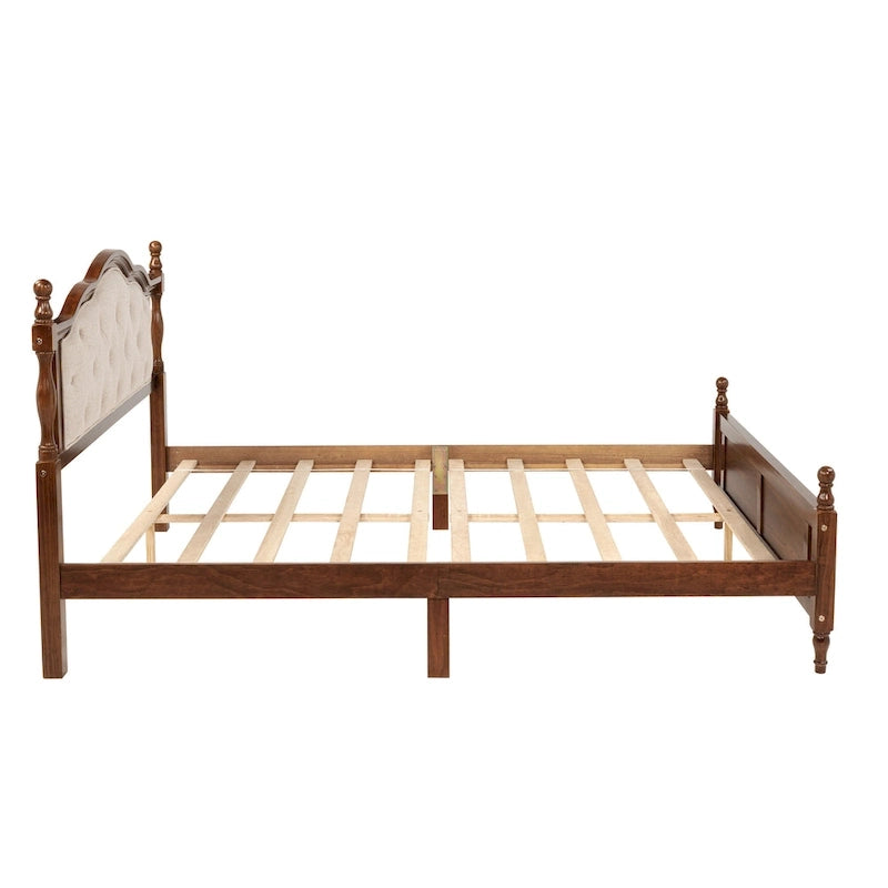 Queen Platform Bed with Upholstered Headboard & Hidden Storage