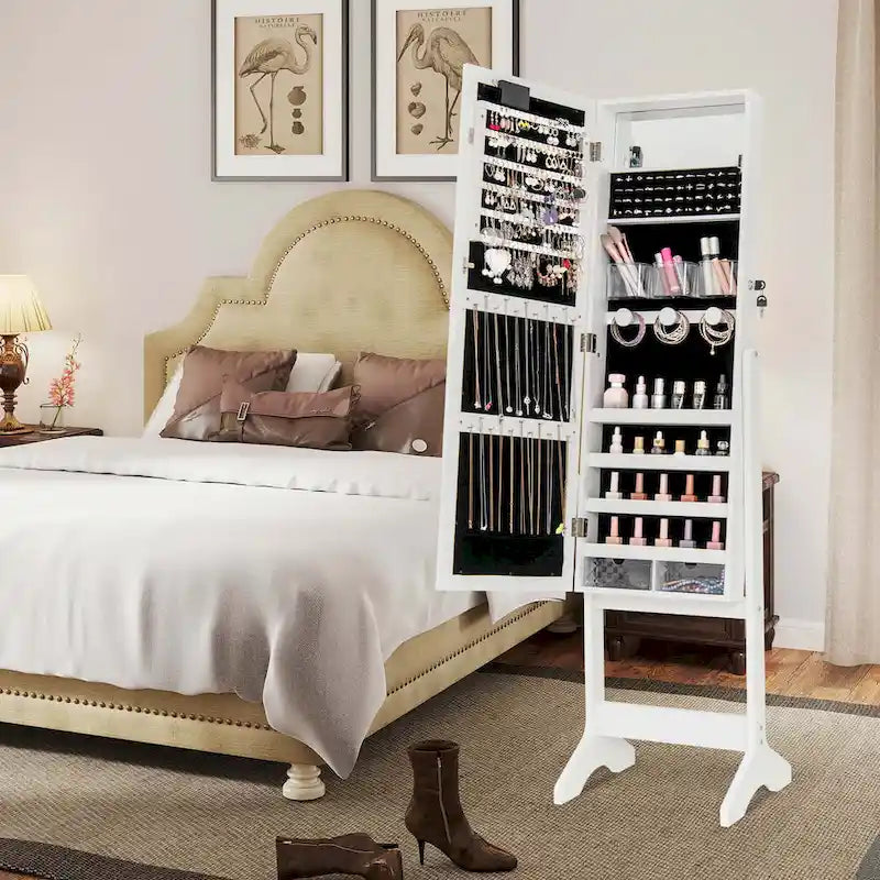LED Mirror Jewelry Cabinet with 20 LED Lights Full-Length - See Details