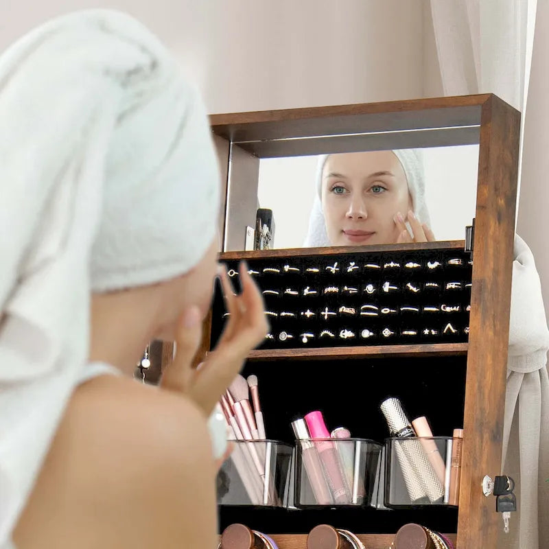 LED Mirror Jewelry Cabinet with 20 LED Lights Full-Length - See Details