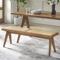 Banc de salle à manger en bois massif et rotin