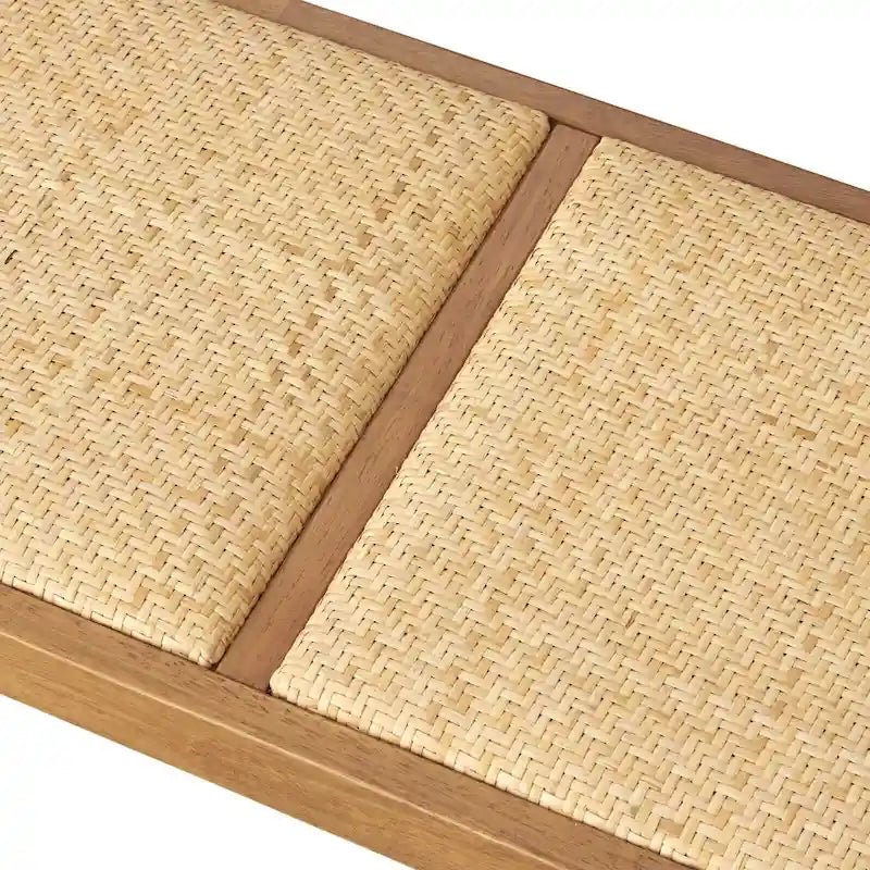 Banc de salle à manger en bois massif et rotin