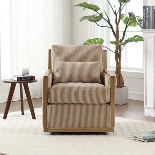 Fauteuil pivotant 26.77 avec cadre en bois dur