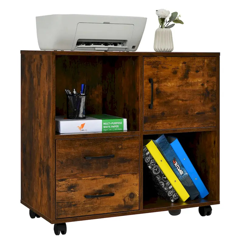 File Cabinet Mobile Lateral Printer Stand with Storage Shelves