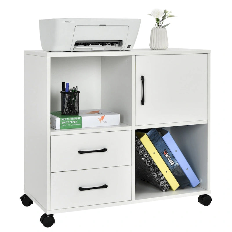 File Cabinet Mobile Lateral Printer Stand with Storage Shelves