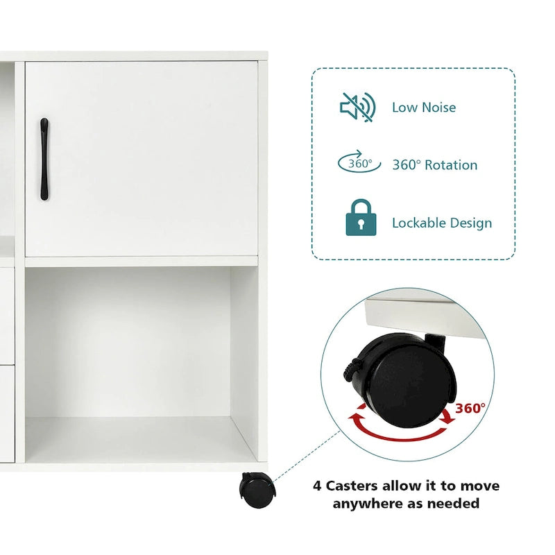 File Cabinet Mobile Lateral Printer Stand with Storage Shelves