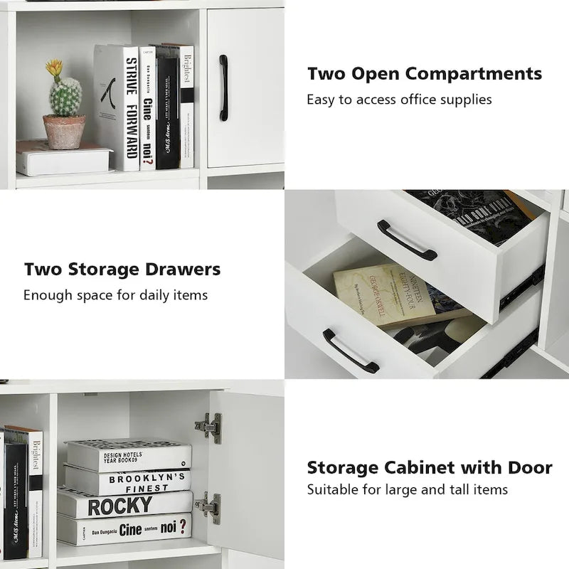 File Cabinet Mobile Lateral Printer Stand with Storage Shelves