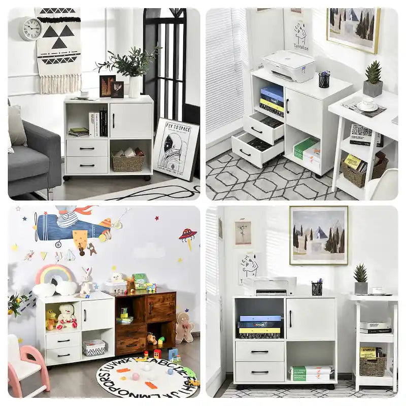 File Cabinet Mobile Lateral Printer Stand with Storage Shelves