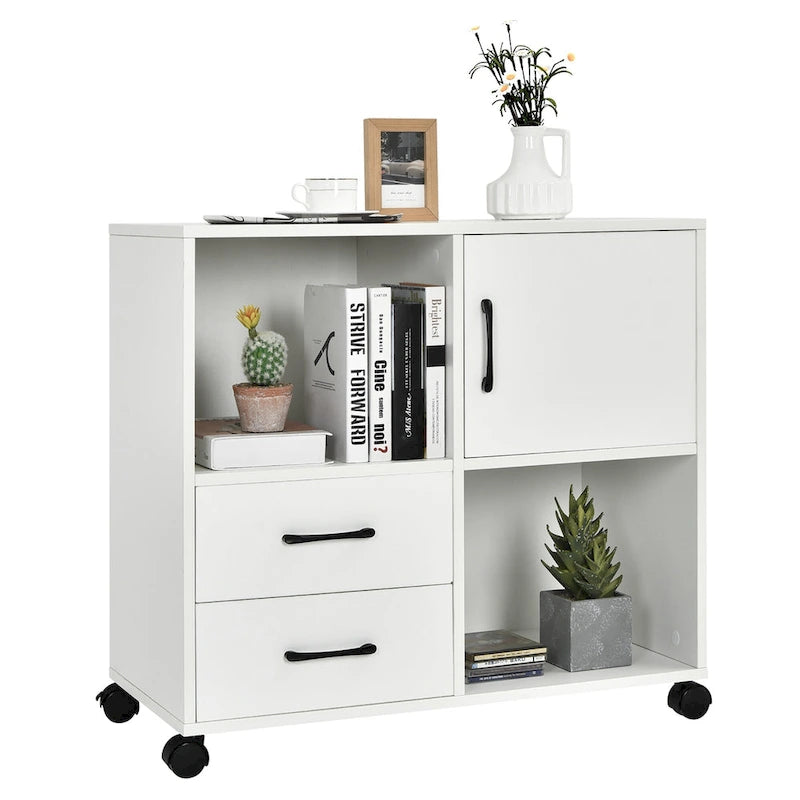 File Cabinet Mobile Lateral Printer Stand with Storage Shelves