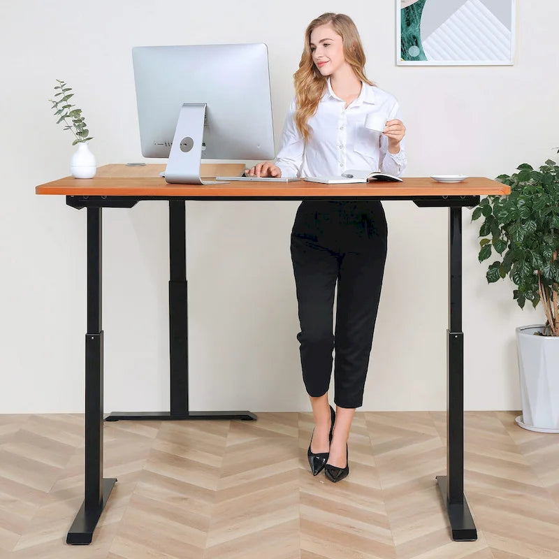Bureau assis-debout électrique BRODAN, bureau de travail réglable en hauteur, en L