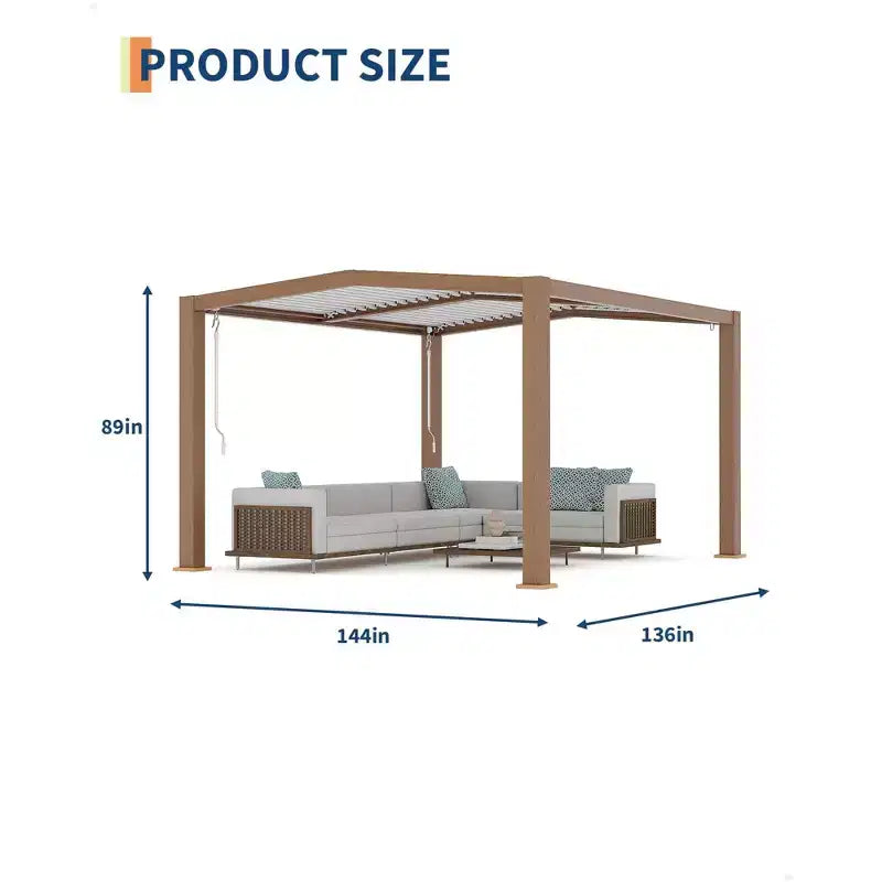 Pergolas d'extérieur 11'x13' avec toit à persiennes réglables, cadre en aluminium renforcé, tonnelle d'extérieur pour terrasse, patio, cour arrière, jardin