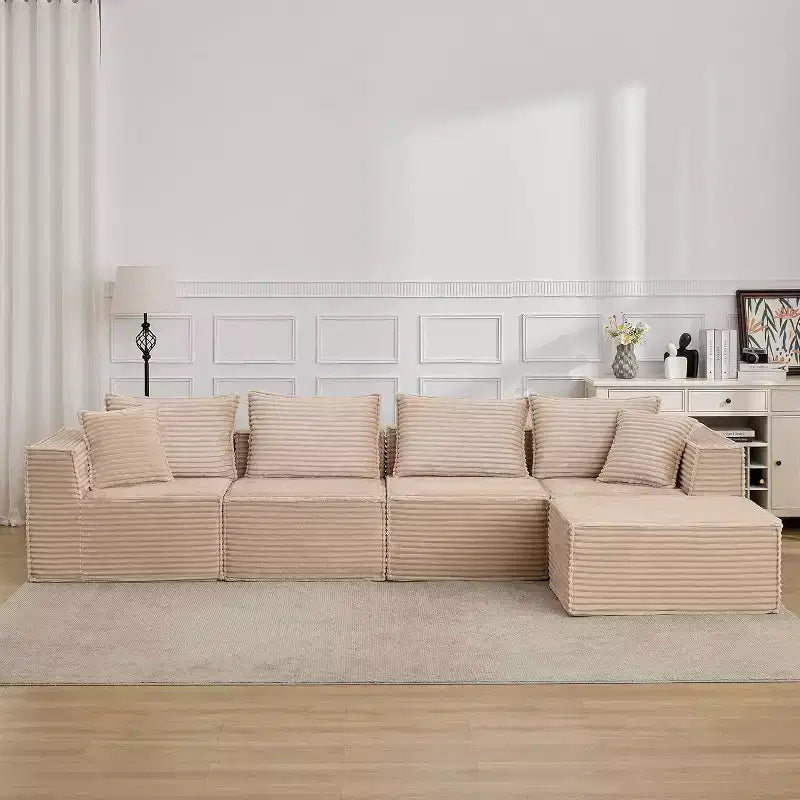Canapé modulaire sectionnel nuage 107/137, canapé sans armature à assise profonde, canapés de sol confortables convertibles avec poufs et mousse à mémoire de forme