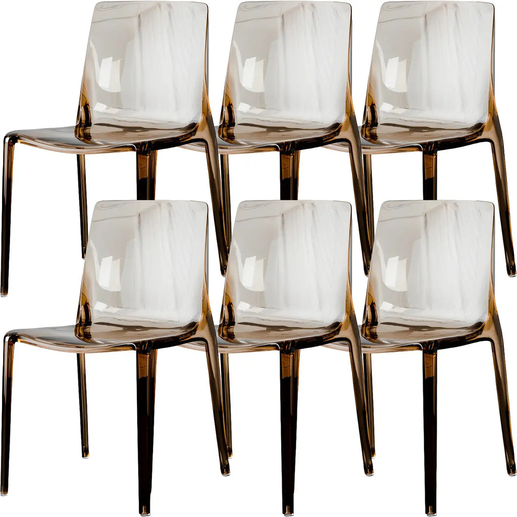 Chaise de salle à manger sans accoudoirs à dossier bas en acrylique ambre