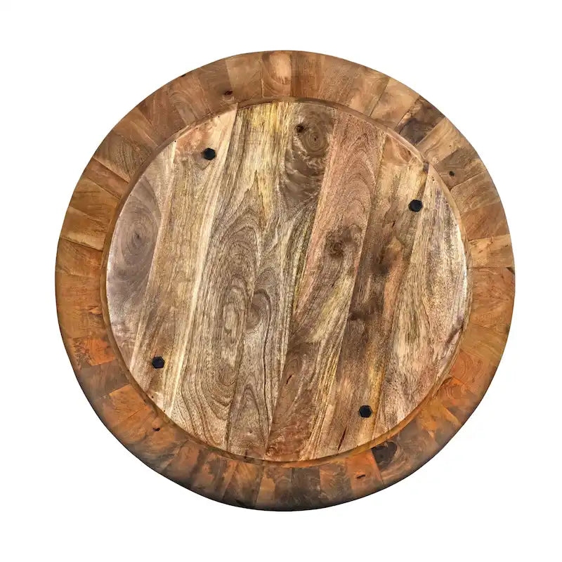 Table Basse Arthur En Bois De Mangue, Forme Ronde, Marron Foncé
