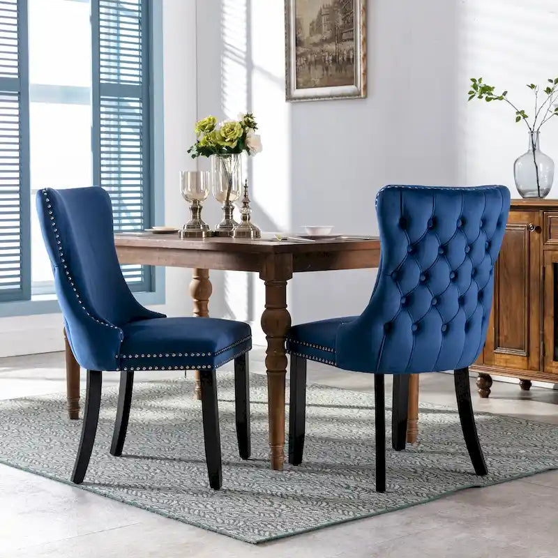 Chaise de salle à manger tapissée à dossier en ailes