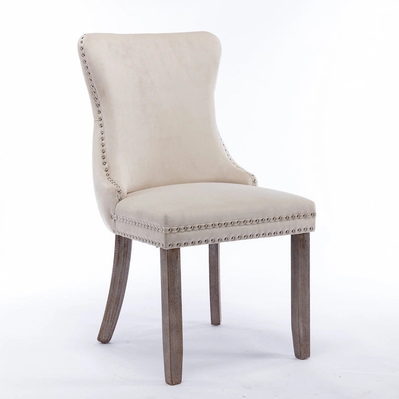 Chaise de salle à manger tapissée à dossier en ailes