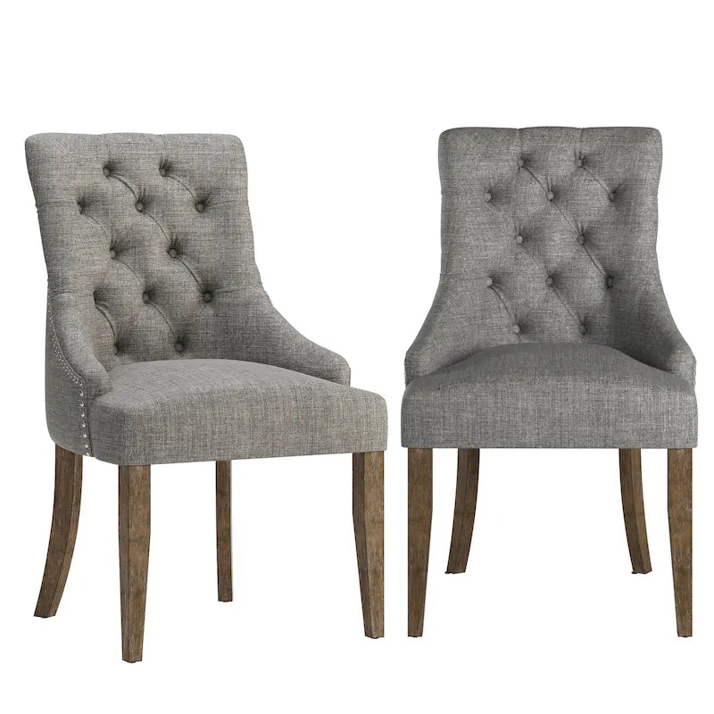 Chaises de salle à manger incurvées capitonnées en lin (lot de 2)
