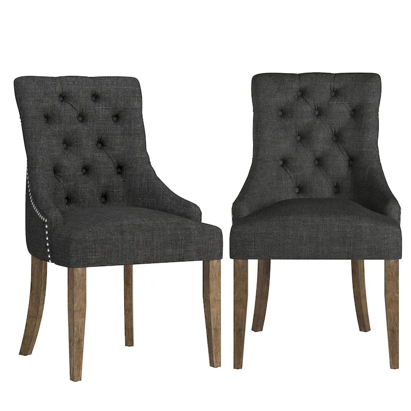Chaises de salle à manger incurvées capitonnées en lin (lot de 2)