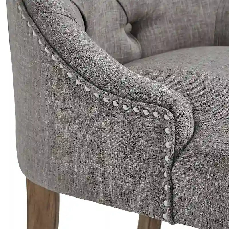 Chaises de salle à manger incurvées capitonnées en lin (lot de 2)