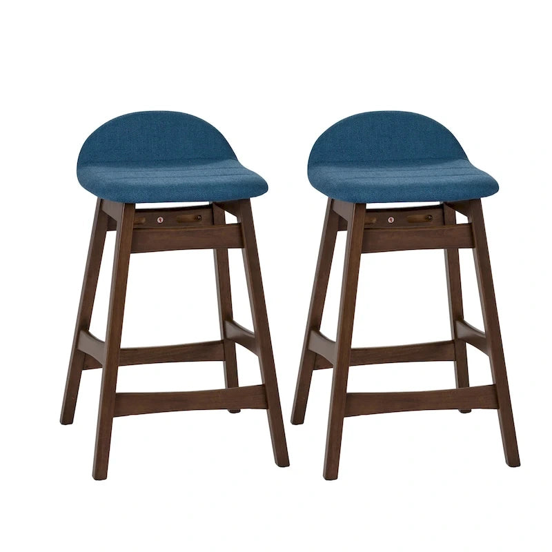 Chaise de comptoir de 24 pouces en noyer satiné (ensemble de 2)