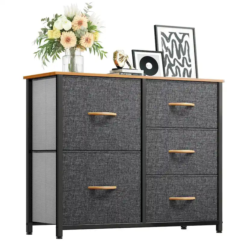 Commode de rangement à 5 tiroirs Gris Organiseur