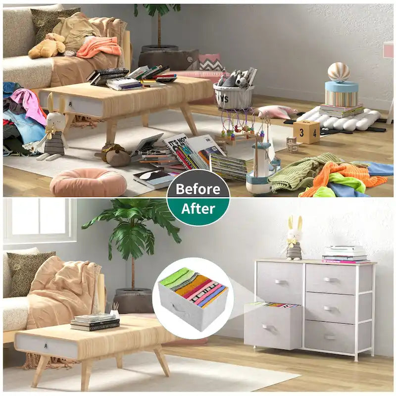 Commode de rangement à 5 tiroirs Gris Organiseur