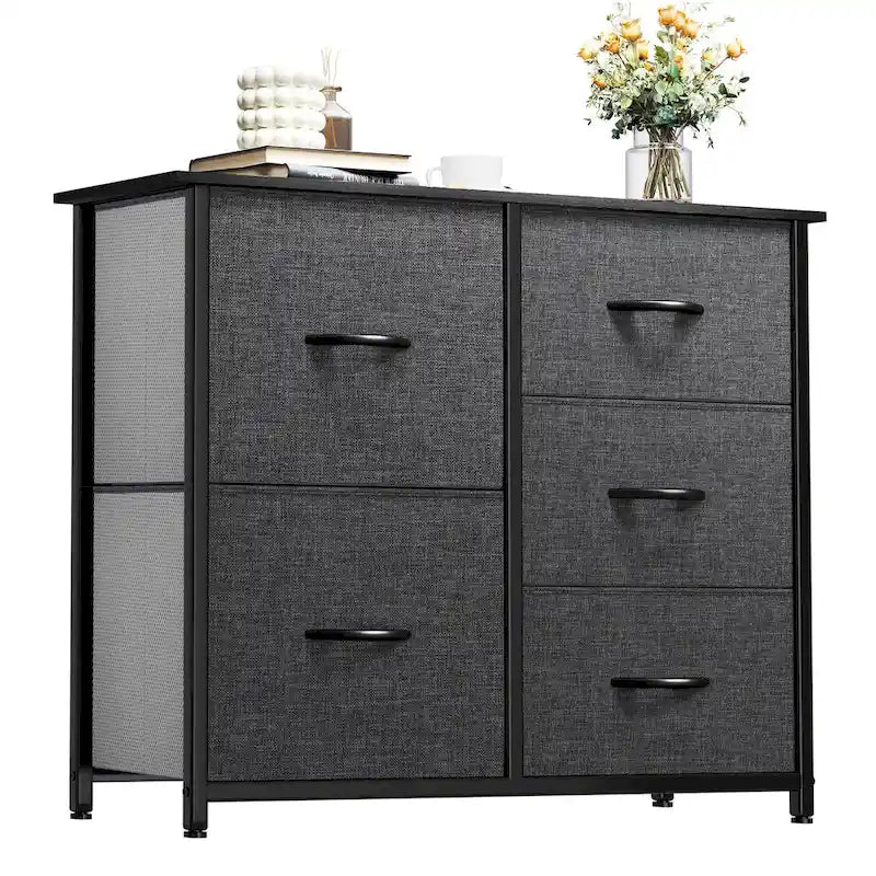 Commode de rangement à 5 tiroirs Gris Organiseur