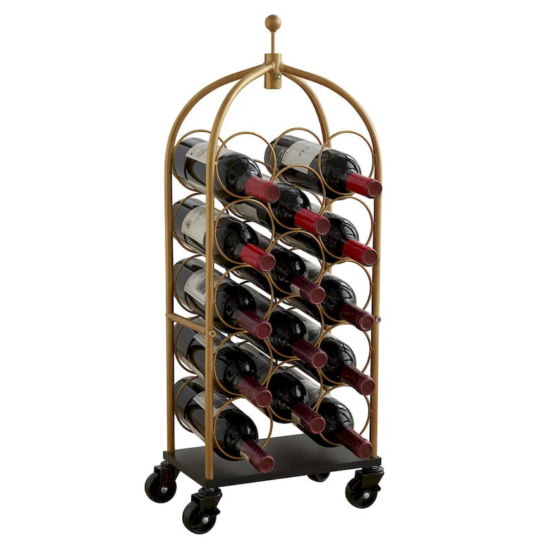 Porte-bouteilles de vin, étagère à vin sur pied en forme de chariot à bagages