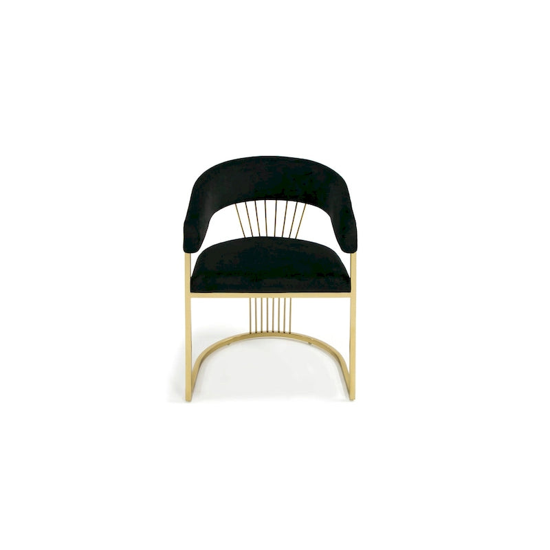 Modern Black Velvet and Gold Dining Chair