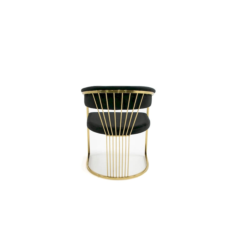 Modern Black Velvet and Gold Dining Chair