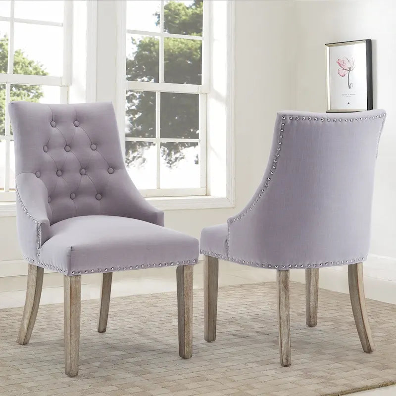 Chaises de salle à manger modernes du milieu du siècle Chaises d'appoint capitonnées avec clous de tapissier, lot de 2
