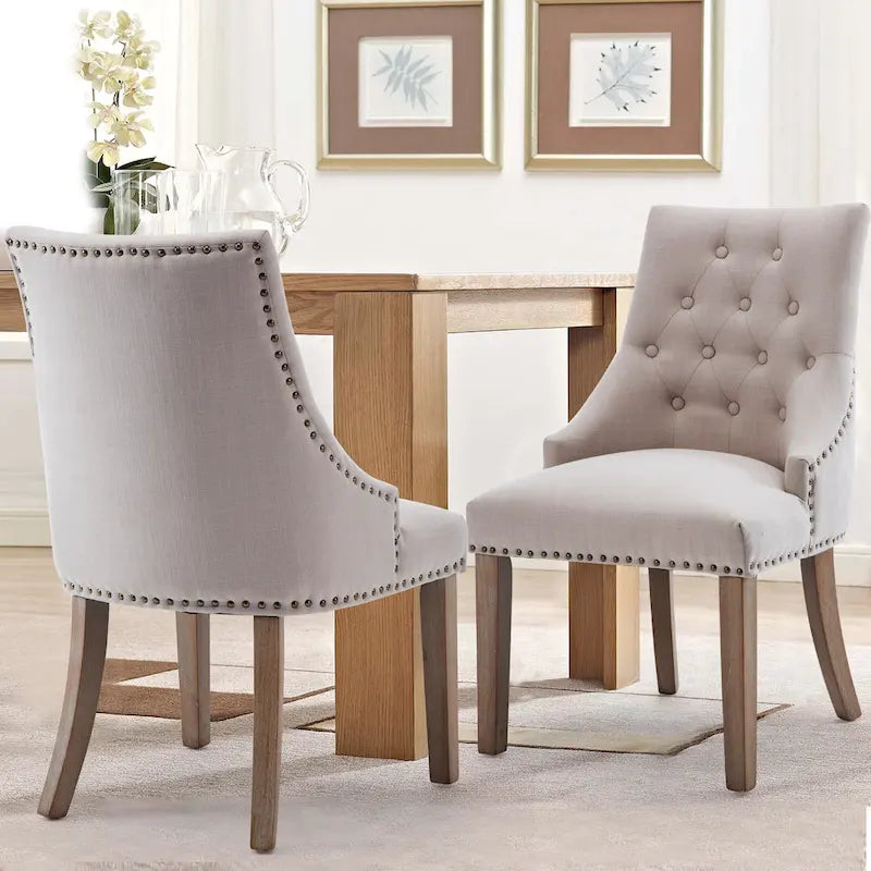 Chaises de salle à manger modernes du milieu du siècle Chaises d'appoint capitonnées avec clous de tapissier, lot de 2