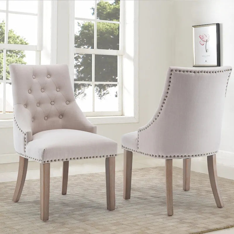 Chaises de salle à manger modernes du milieu du siècle Chaises d'appoint capitonnées avec clous de tapissier, lot de 2