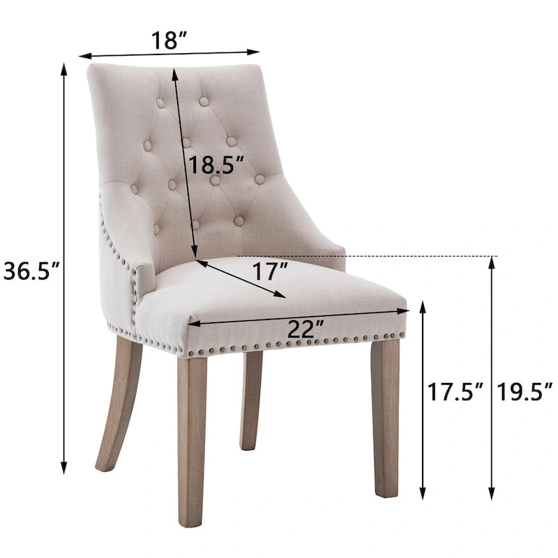 Chaises de salle à manger modernes du milieu du siècle Chaises d'appoint capitonnées avec clous de tapissier, lot de 2