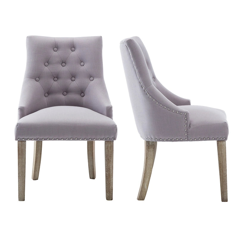 Chaises de salle à manger modernes du milieu du siècle Chaises d'appoint capitonnées avec clous de tapissier, lot de 2