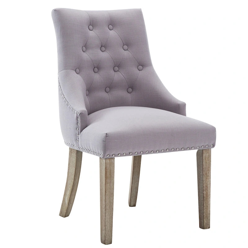 Chaises de salle à manger modernes du milieu du siècle Chaises d'appoint capitonnées avec clous de tapissier, lot de 2