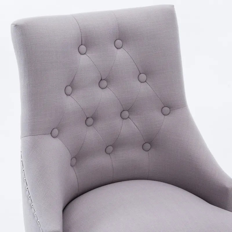 Chaises de salle à manger modernes du milieu du siècle Chaises d'appoint capitonnées avec clous de tapissier, lot de 2