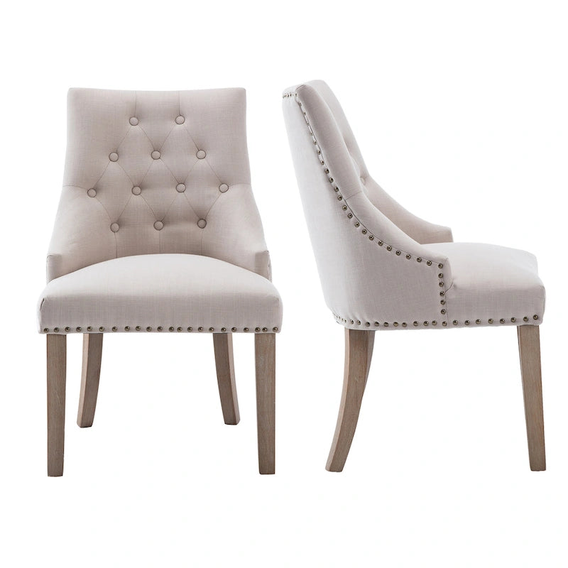 Chaises de salle à manger modernes du milieu du siècle Chaises d'appoint capitonnées avec clous de tapissier, lot de 2