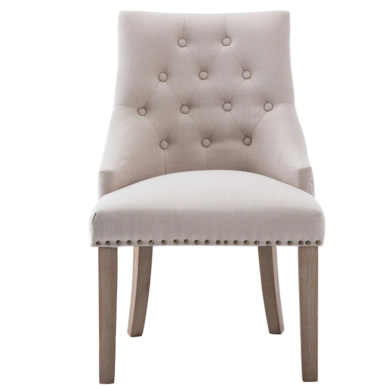 Chaises de salle à manger modernes du milieu du siècle Chaises d'appoint capitonnées avec clous de tapissier, lot de 2