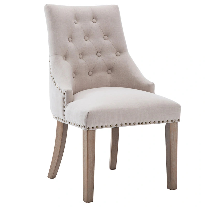 Chaises de salle à manger modernes du milieu du siècle Chaises d'appoint capitonnées avec clous de tapissier, lot de 2