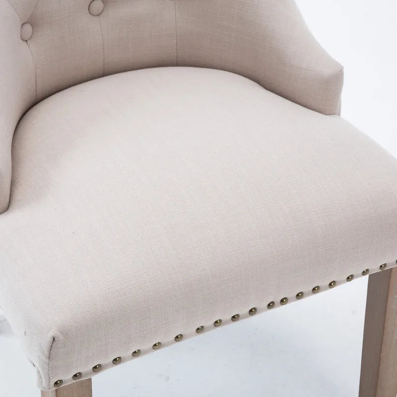 Chaises de salle à manger modernes du milieu du siècle Chaises d'appoint capitonnées avec clous de tapissier, lot de 2