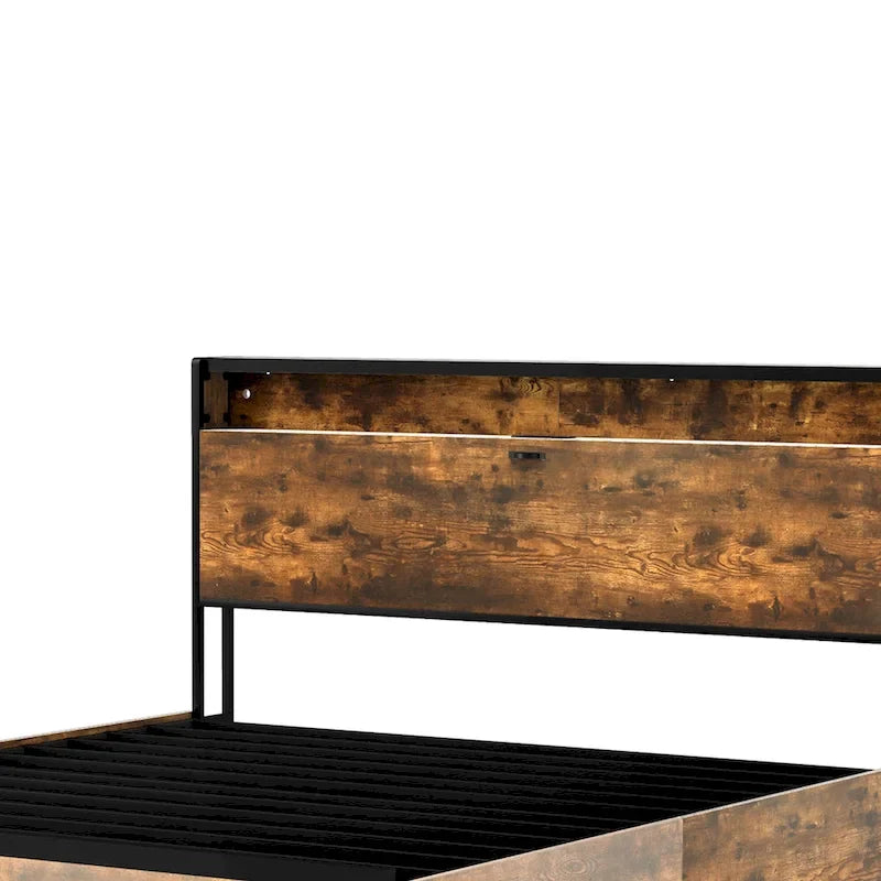 Cadre de lit king-size vintage marron