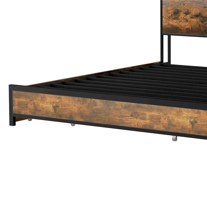 Cadre de lit king-size vintage marron