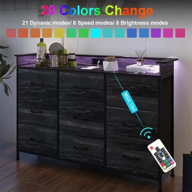 Commode blanche avec lumière LED
