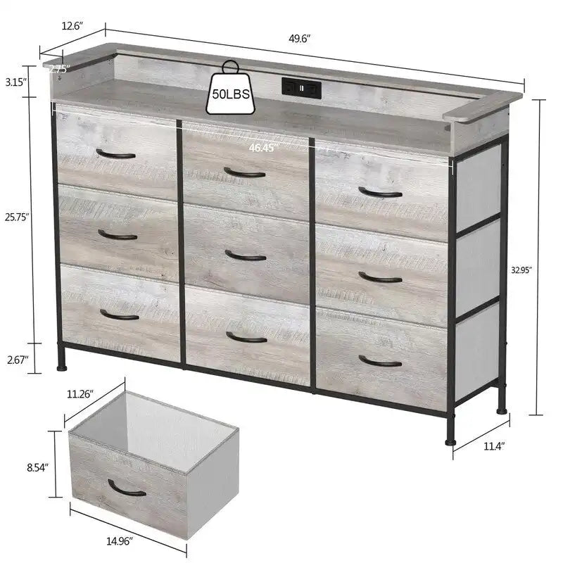 Commode blanche avec lumière LED