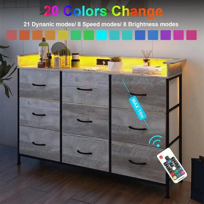 Commode blanche avec lumière LED