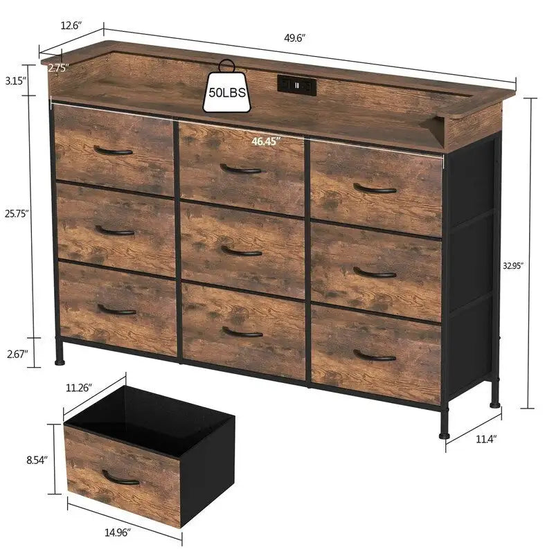 Commode blanche avec lumière LED